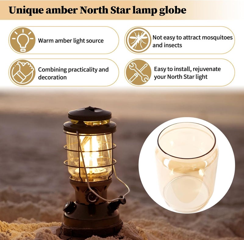 LVACODV Amber Lantern Globe Compatible with Coleman Northstar Lanterns 2000/2500 2000-043C – Soft, Warm Light | Heat Resistant Borosilicate Glass - Image 5